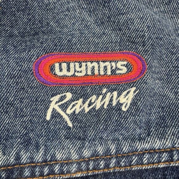 Vintage MV Sport Denim Jacket XL Wynn’s Racing Logo Embroidered Jean Trucker - Picture 2 of 13